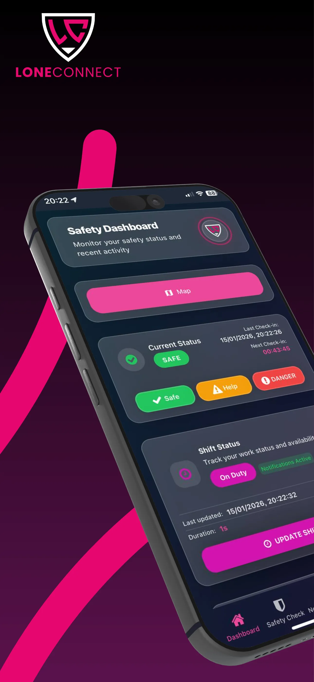 LoneConnect app on phone