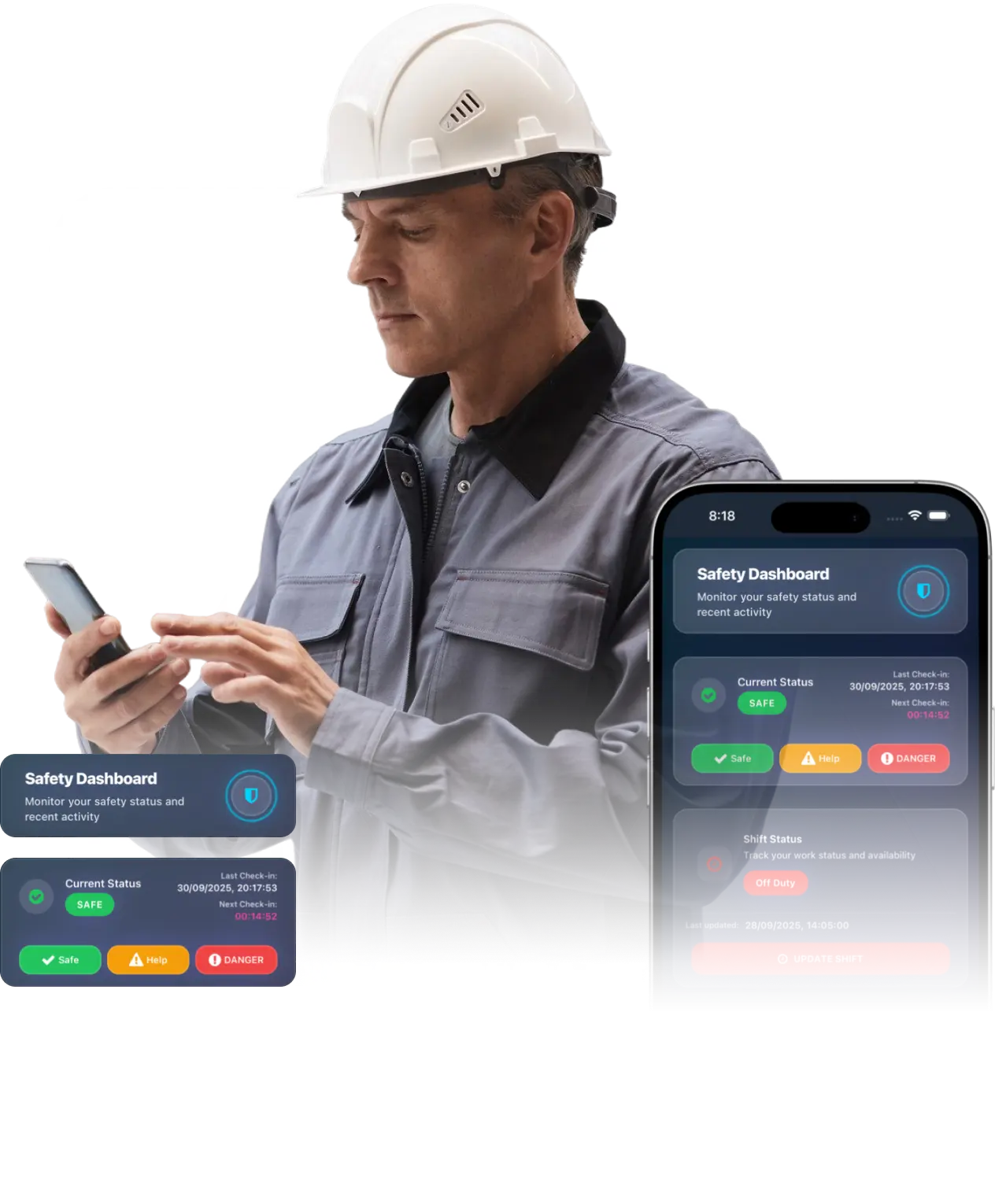 Safety specialist holding LoneConnect device